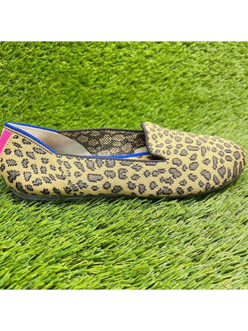 Rothy's The Loafer Leopard Girls Size 4Y Beige Black Casual Slip On Flats Shoes